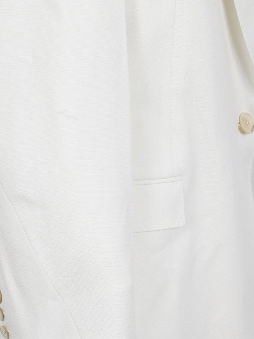 Givenchy Double-Breasted White Jacket With Pointed Lapel And Flap Pockets