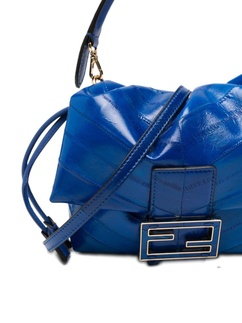 Fendi Electric Blue Mamma Baguette Hagfish Leather Handbag