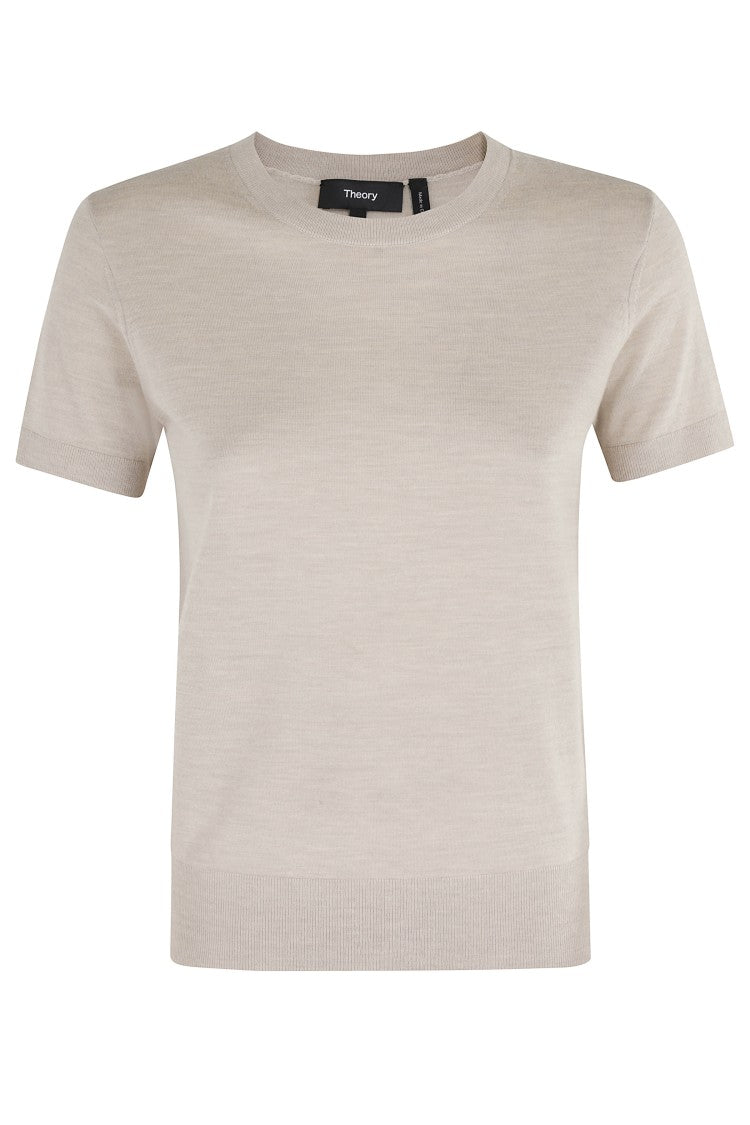 Theory Short-Sleeve Round Neck Merino Wool Tee