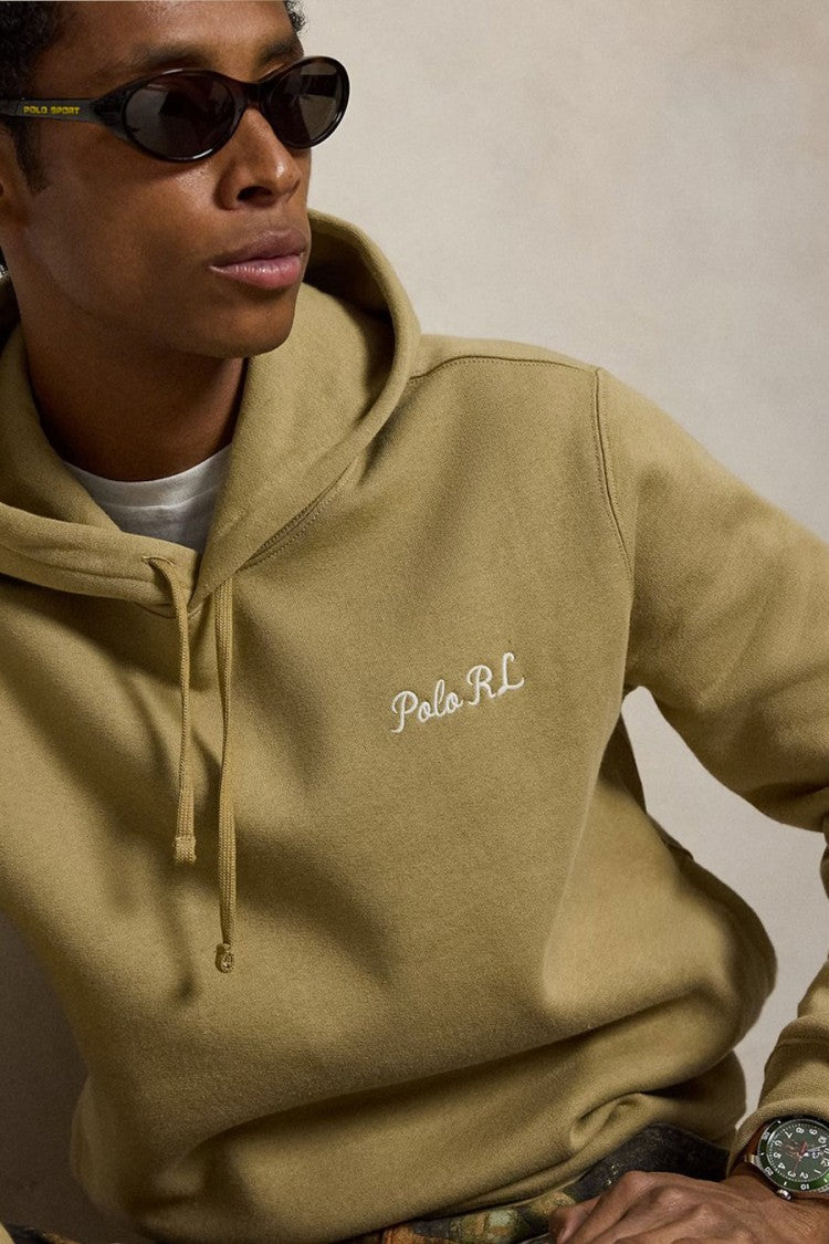 Polo Ralph Lauren Khaki Script Logo Pullover Hoodie