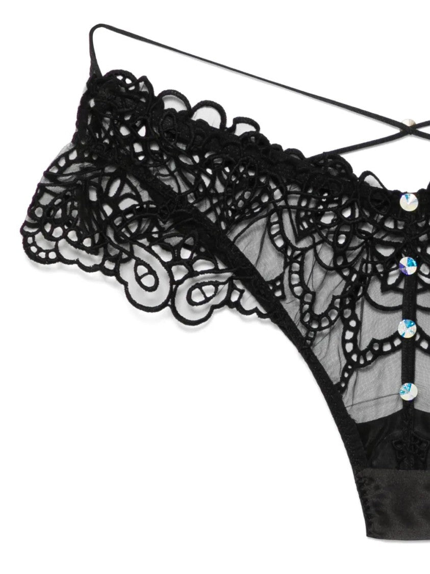 Agent Provocateur Black Seren Sheer Lace Nylon Panties
