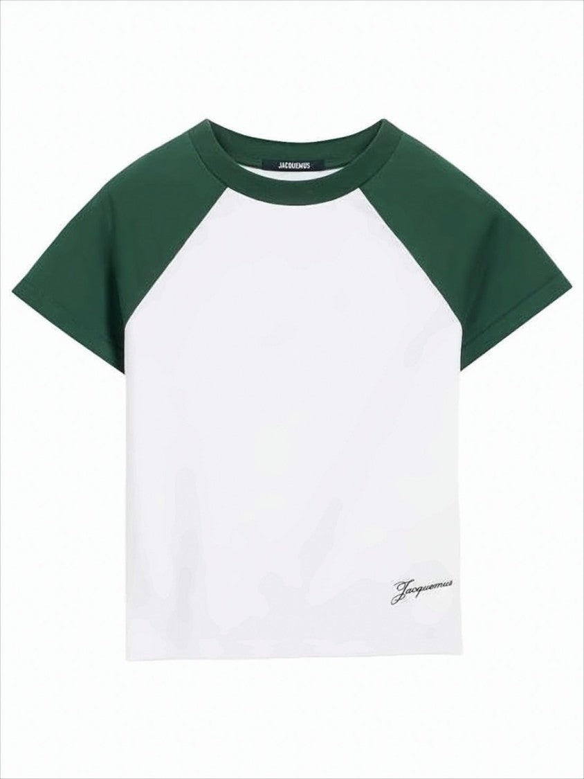 Jacquemus Cropped T-Shirt With Contrasting Raglan Sleeves