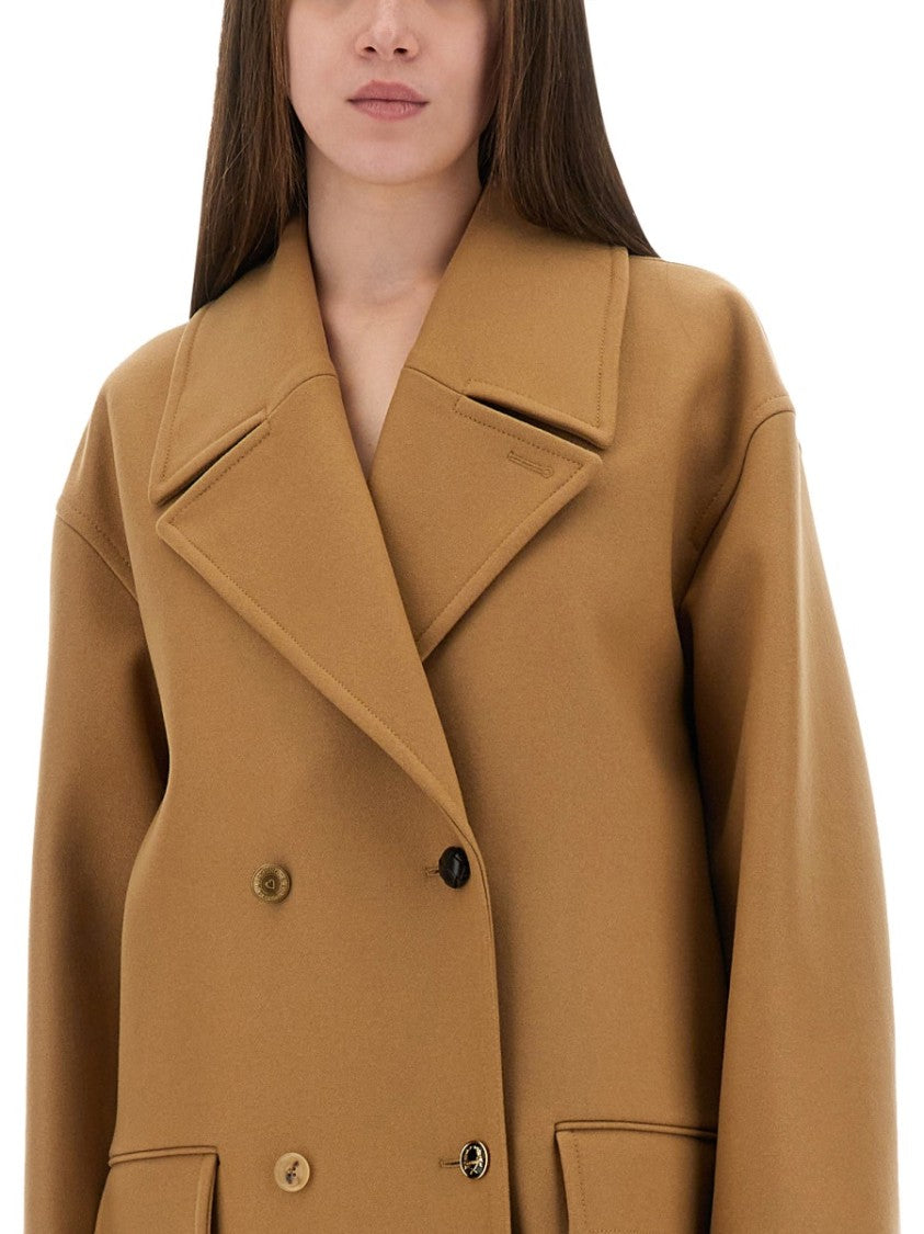Moschino Double-Breasted Wool Coat With Wide Lapel