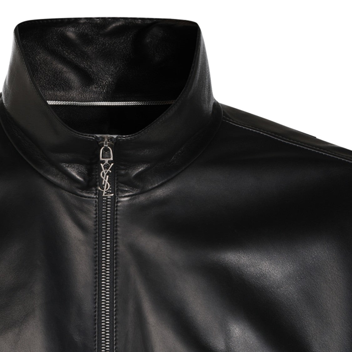 Saint Laurent Black High-Neck Leather Jacket