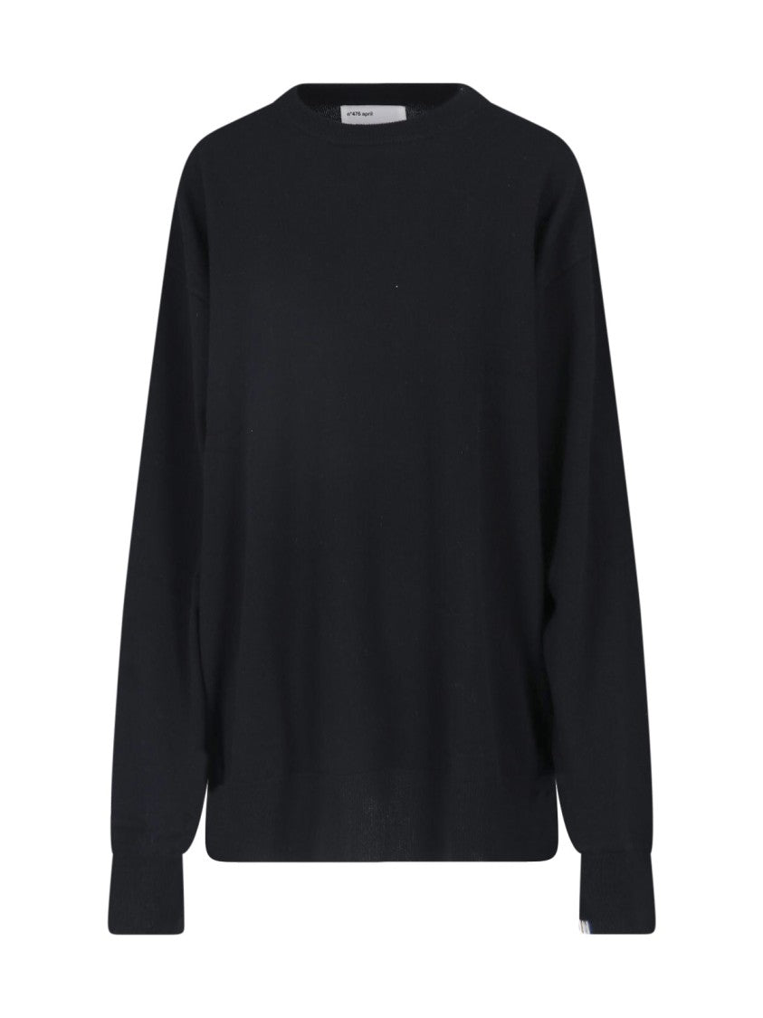 Extreme Cashmere Black April Long-Sleeve Ribbed Cashmere Crewneck Sweater