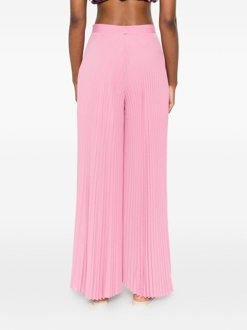 Twin-Set Pink Pleated Scalloped Wide-Leg Pants