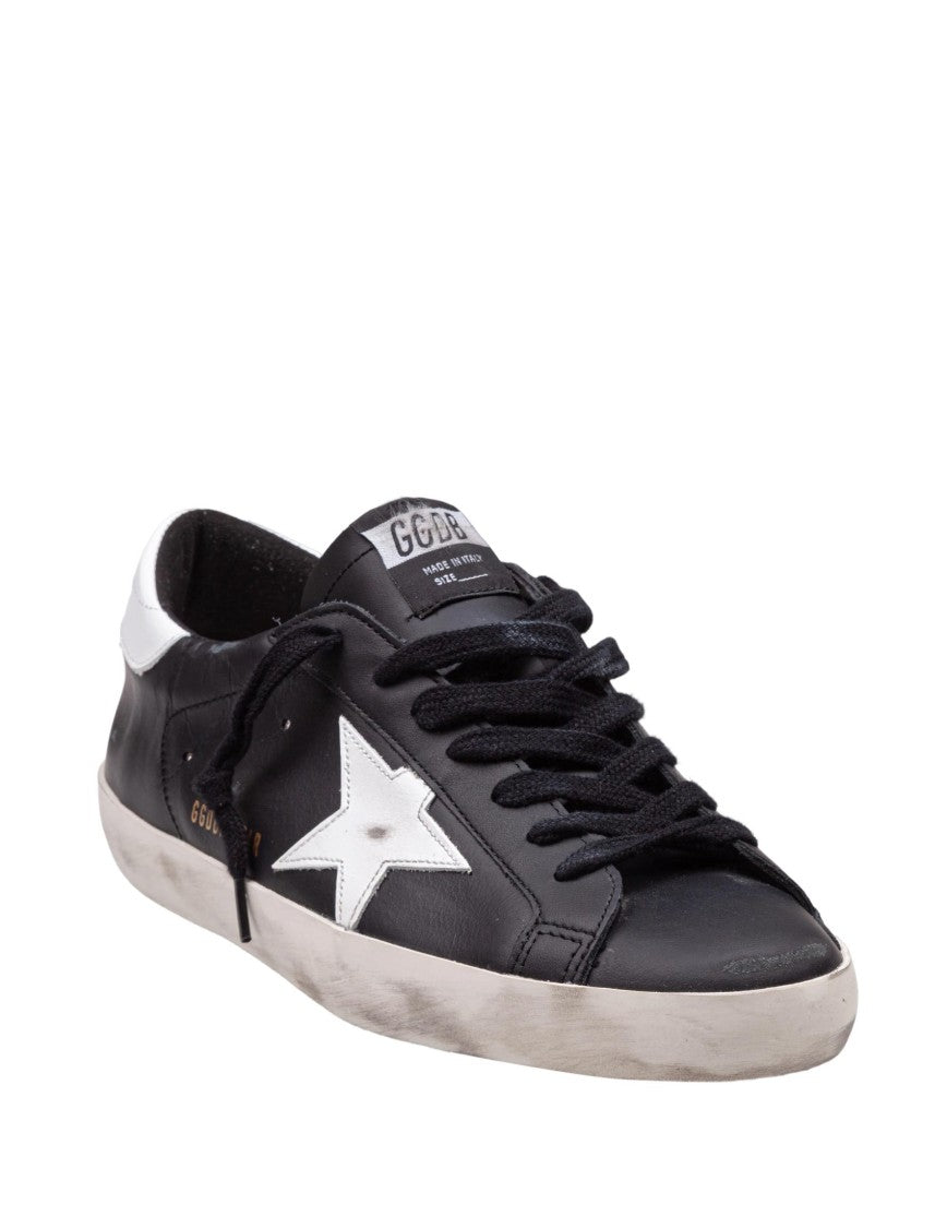 Golden Goose Black Leather Sneakers With White Accents