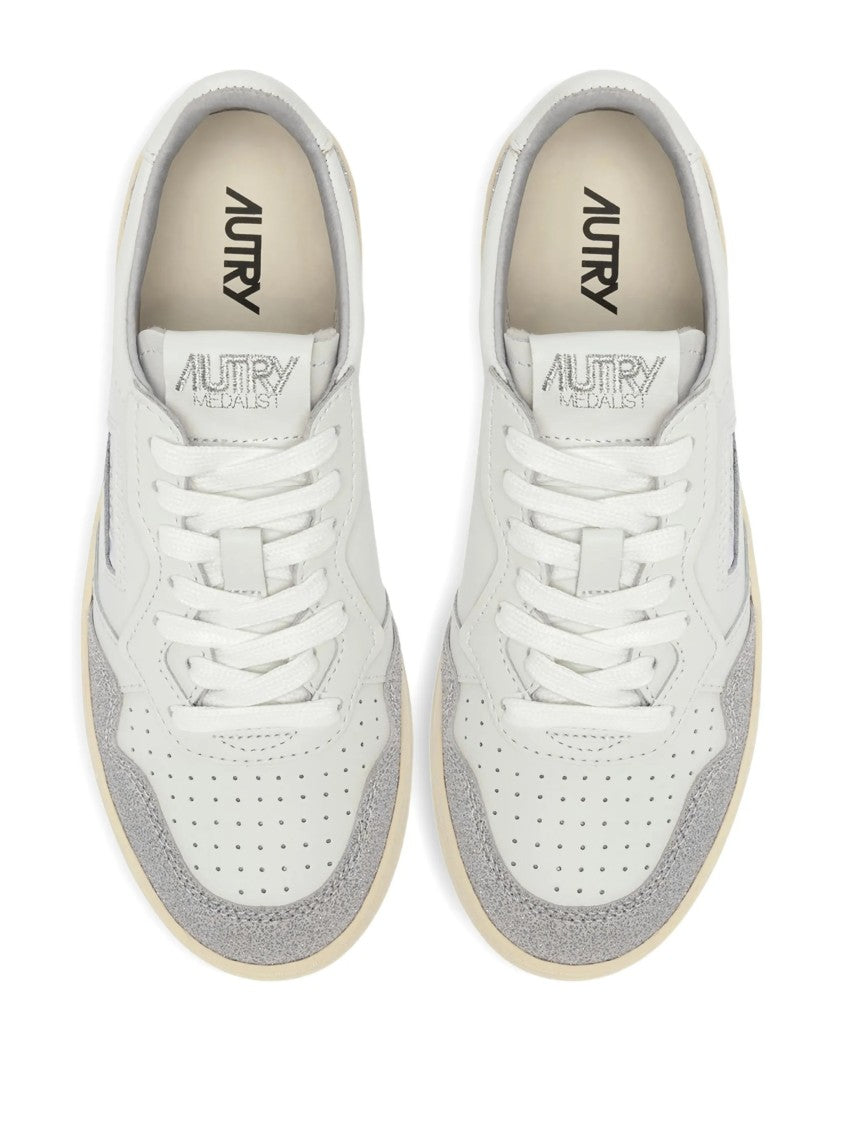 Autry White Medalist Low Perforated Suede Sneakers