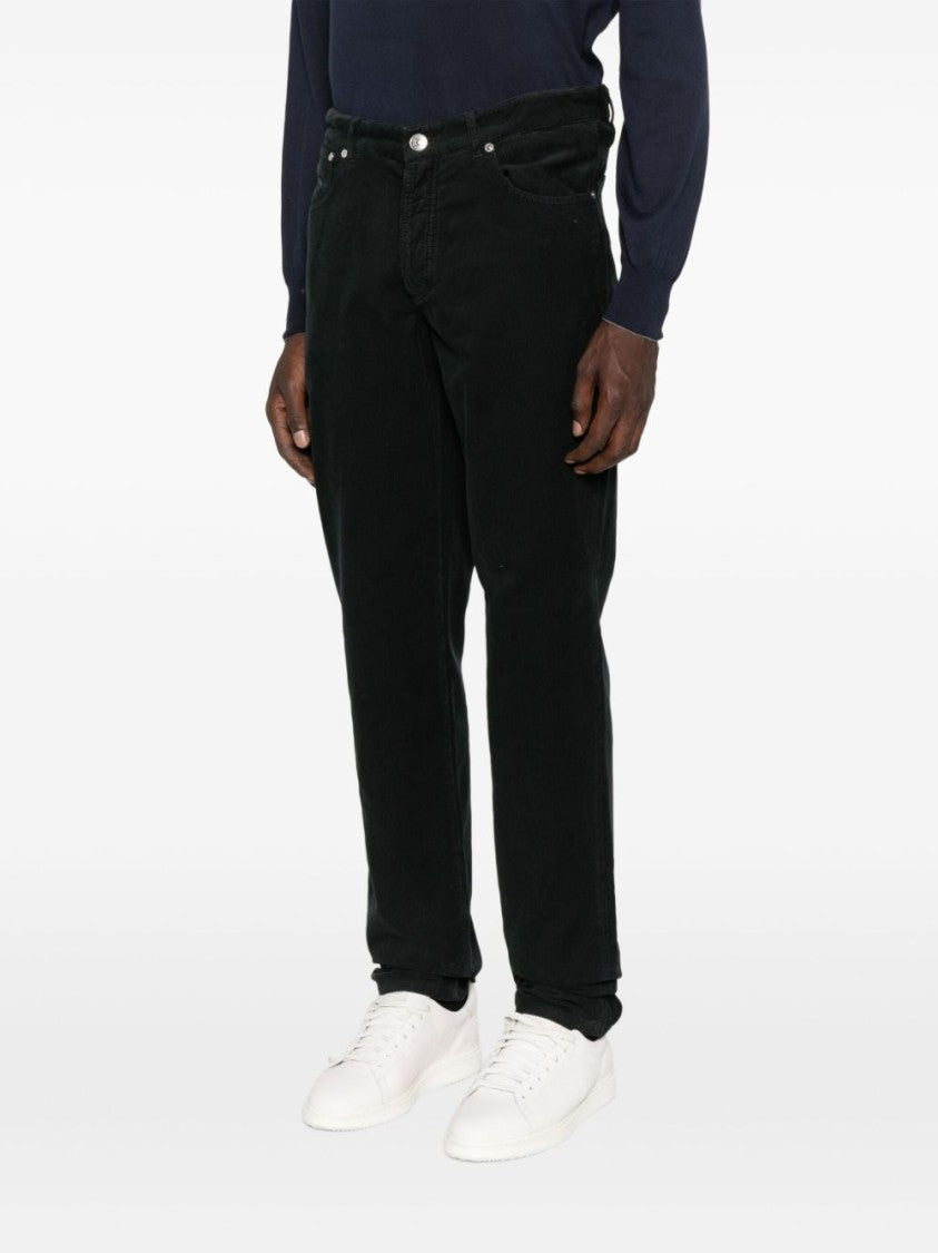 Brunello Cucinelli Straight-Leg Black Trousers With Subtle Stitching