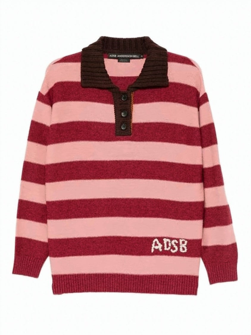 Andersson Bell Knit Polo Shirt With Contrasting Horizontal Stripes