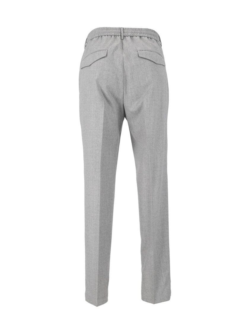 Peserico Light Grey Tailored Drawstring Formal Pants