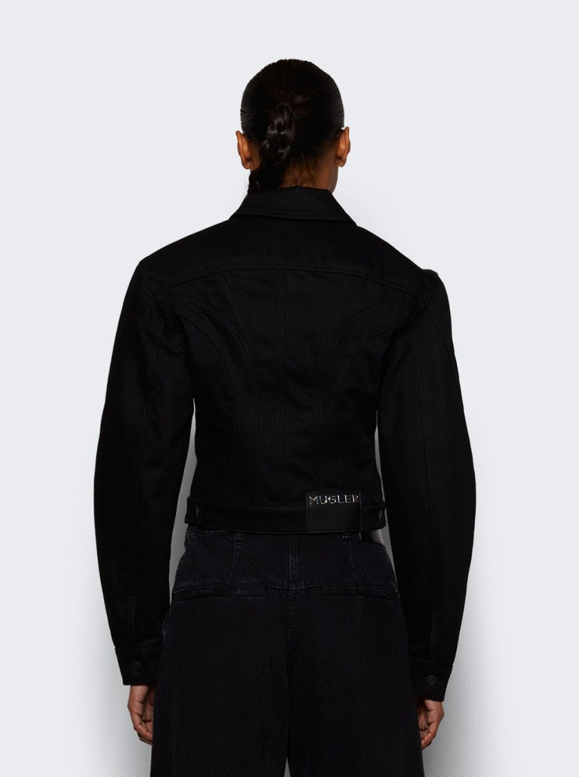 Mugler Bi-Color Jacket - Raw Blue And Black