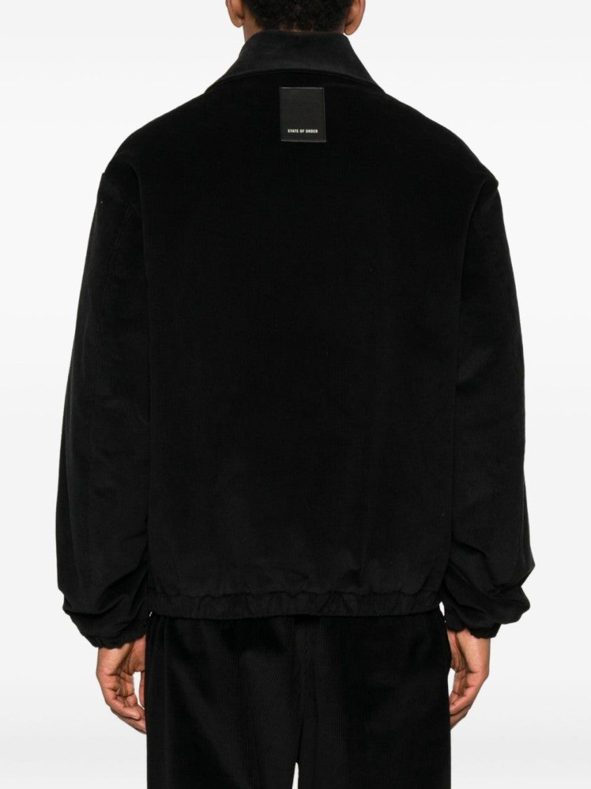 State Of Order Boxy-Fit Black Velvet Jacket With Logo