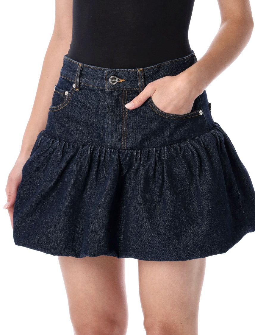 Ganni Bubble Mini Dark Denim Skirt