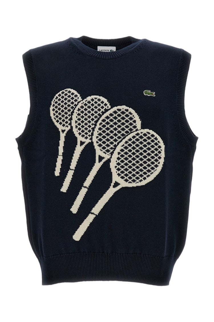 Lacoste Black 'Jacquard Sleeveless' Cotton Vest