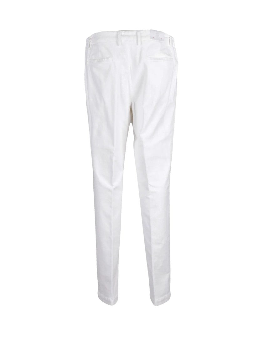 Eleventy White Stretch Cotton Slim-Fit Trousers