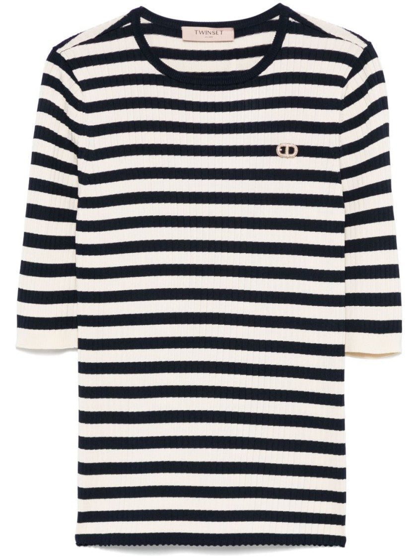 Twin-Set White And Navy Sweaters