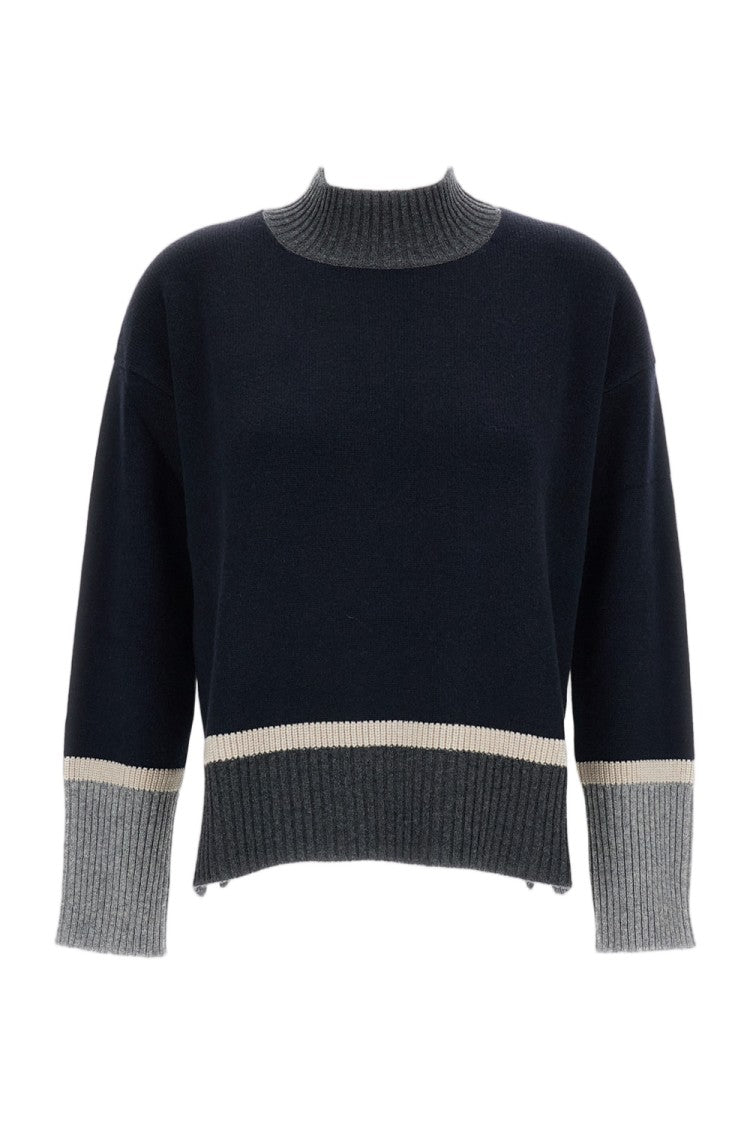 Lorena Antoniazzi Boxy Cropped Sweater With High Ribbed Neckline