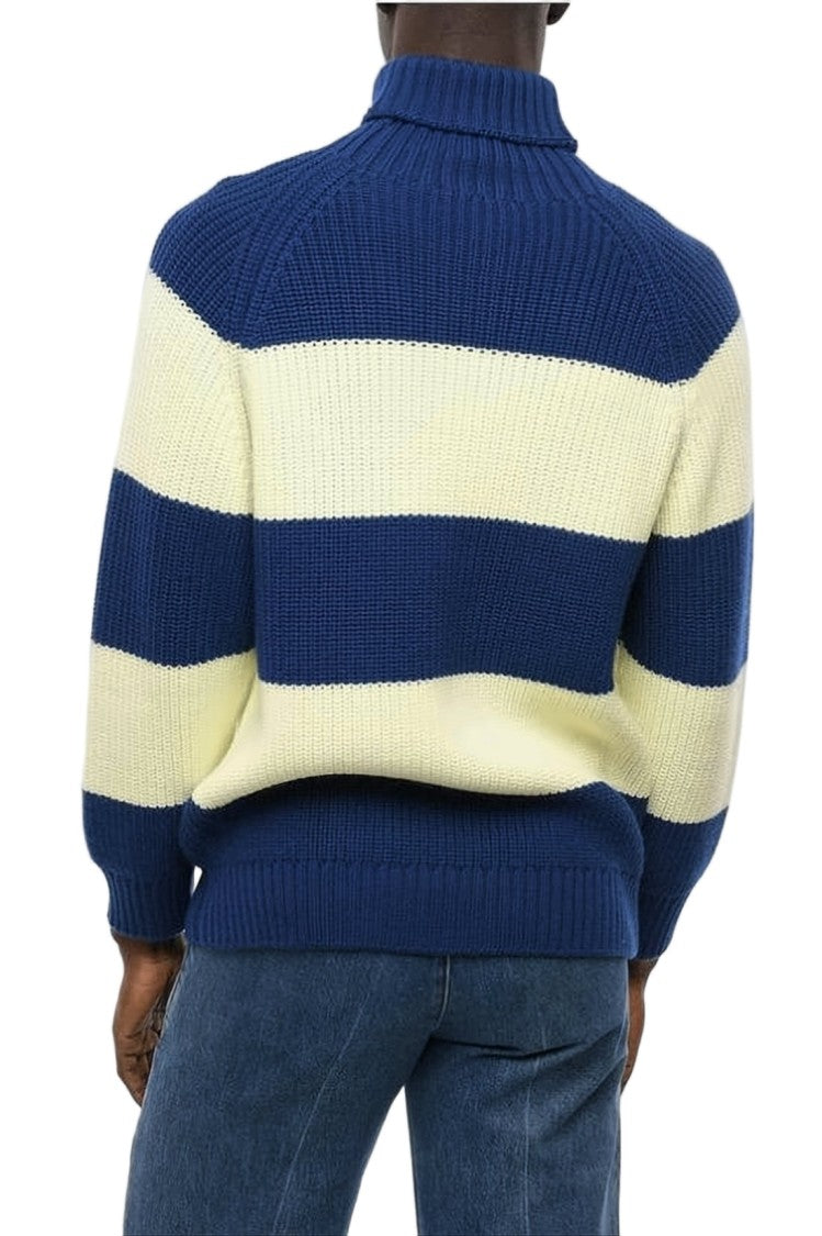 Sunnei Horizontal Striped Chunky Knit Turtleneck Sweater