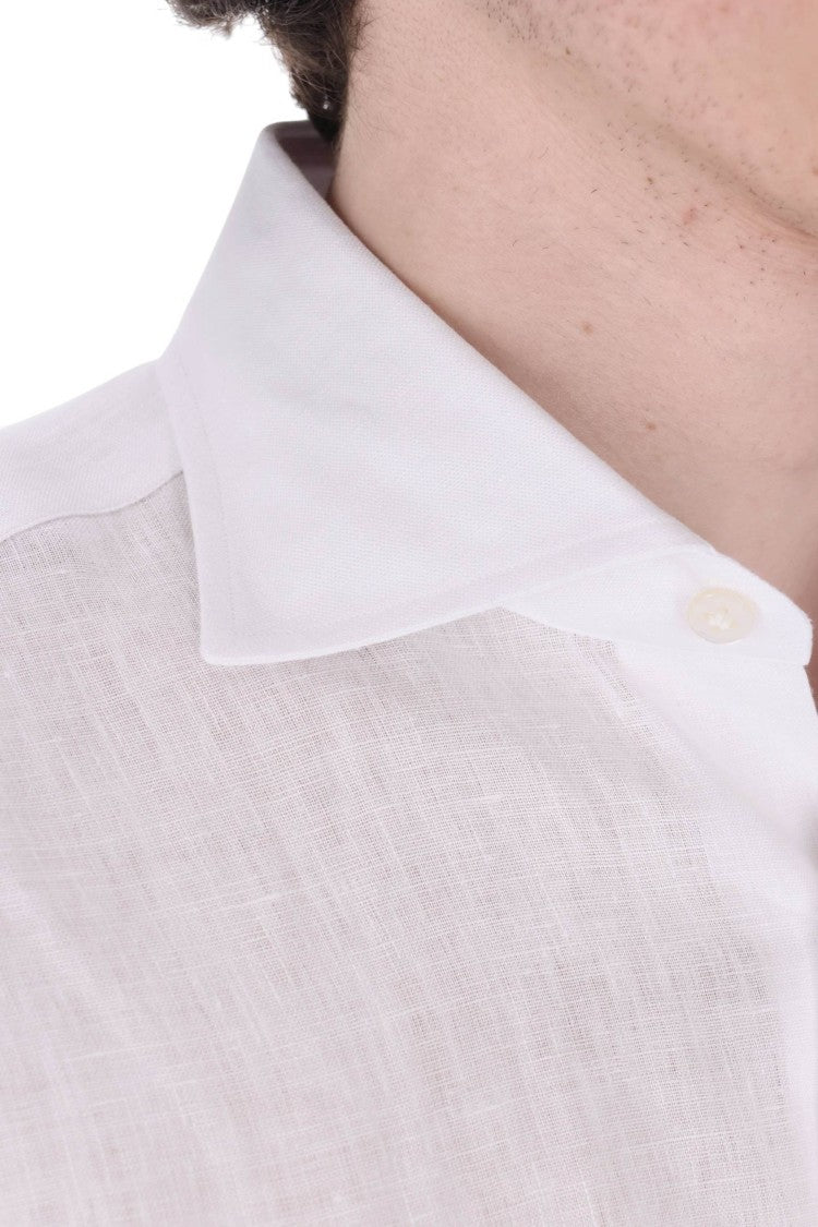 Borriello White Pure Linen Casual Shirt
