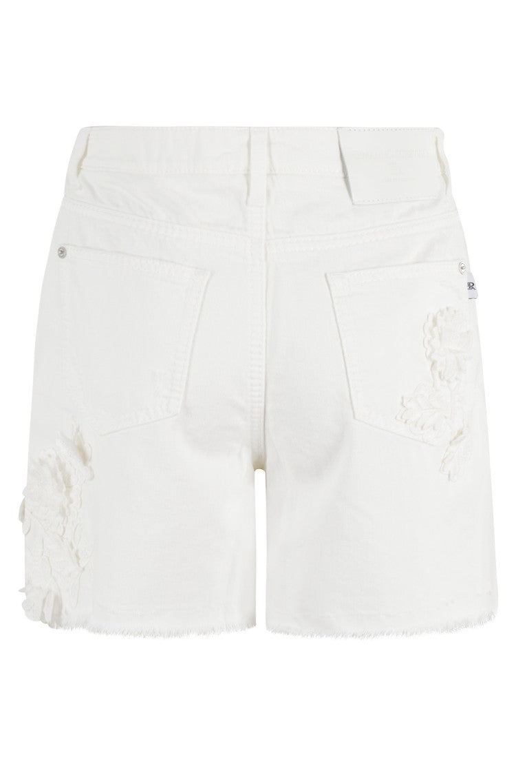 Ermanno Scervino Floral Lace-Embellished Cotton Bermuda Shorts