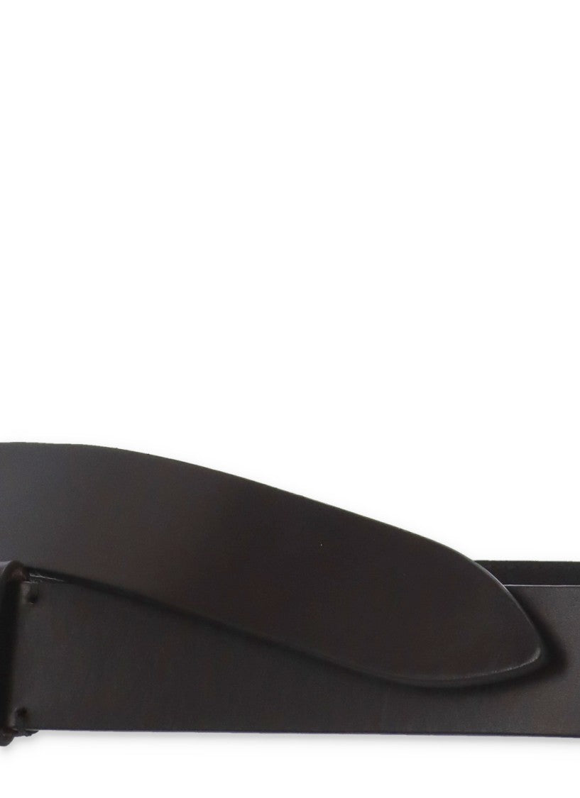 Orciani Minimalist Brown Leather Nobuckle Belt With Sliding Ring Closure