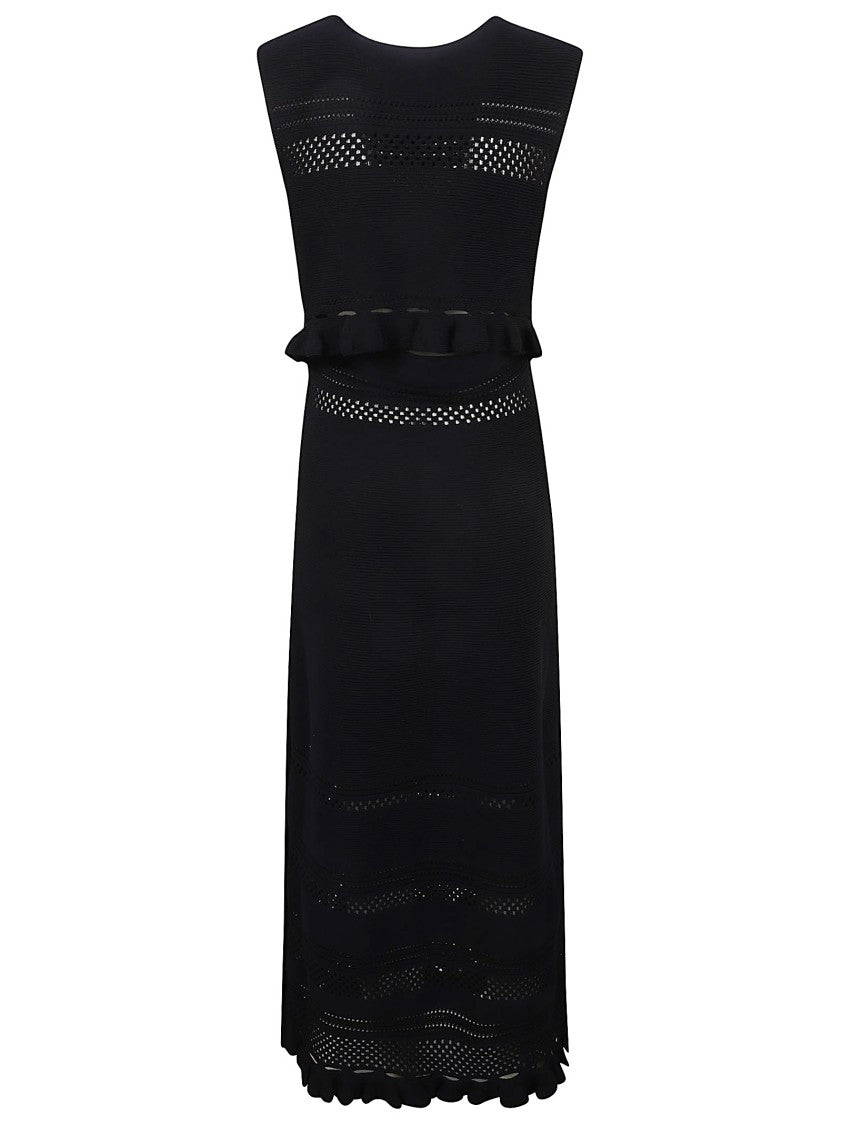Fabiana Filippi Open-Knit Maxi Dress With Ruffled Hem