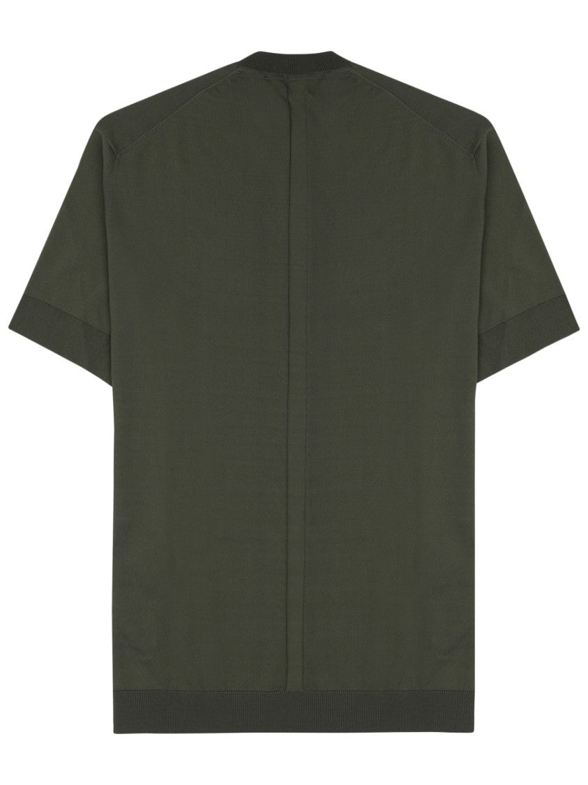 Low Brand Boxy Olive Green Crew Neck T-Shirt With Ribbed Details