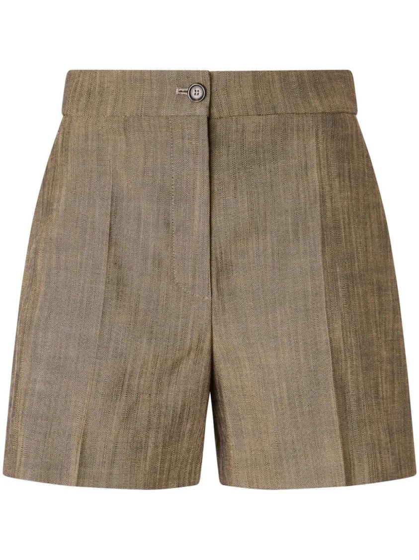 Pinko Tailored Brown Shorts With Subtle Sheen
