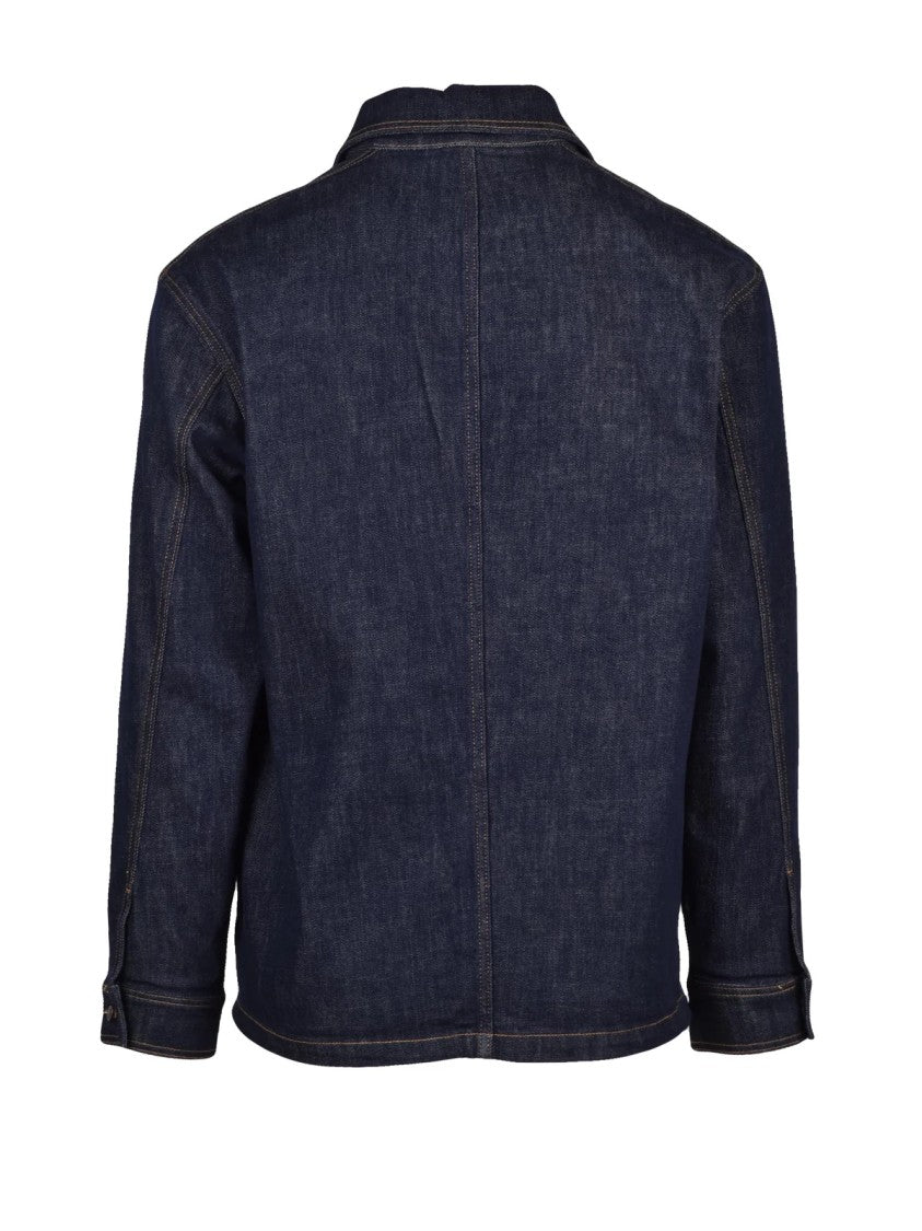 Armani Exchange Blue Cotton Polyester Elastane Denim Jacket