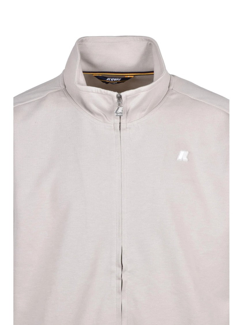 K-Way Beige Minimalist Cotton-Blend Zip Hoodie