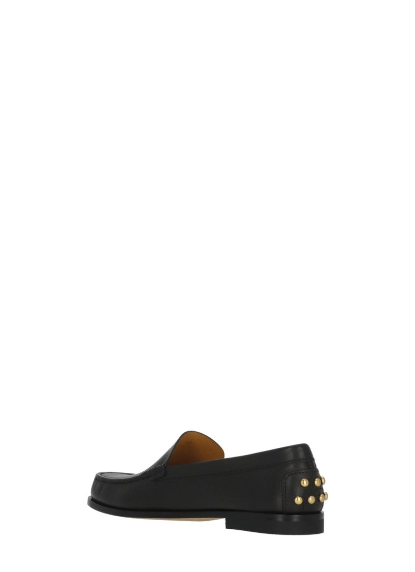 Tod's Black Golden Studs Leather Loafers