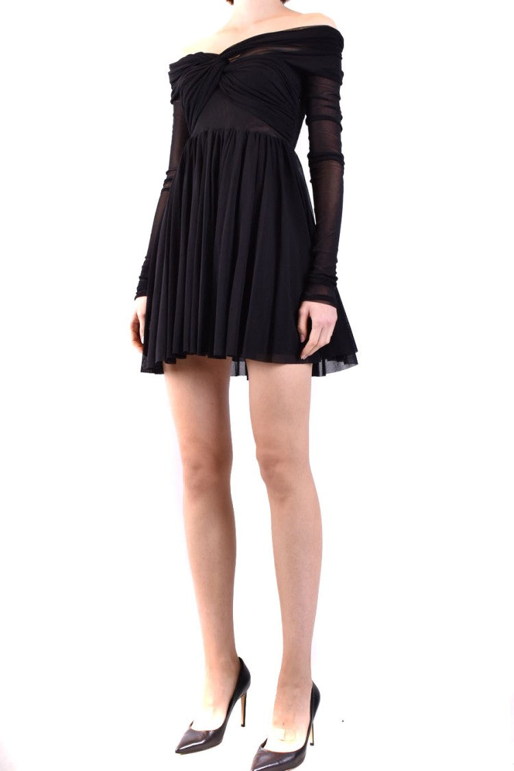 Philosophy Di Lorenzo Serafini Off-The-Shoulder Black Mini Dress Twisted Front