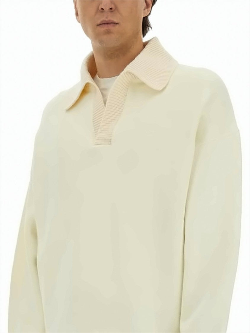Jacquemus Wide Ribbed Collar Sweater With V-Neck Opening
