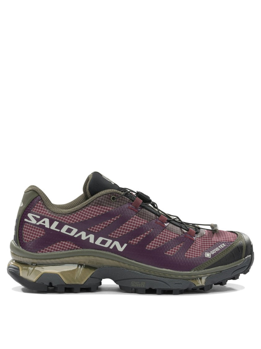 Salomon Deep Purple Sneakers With Olive Green Overlays And Quick-Lace System