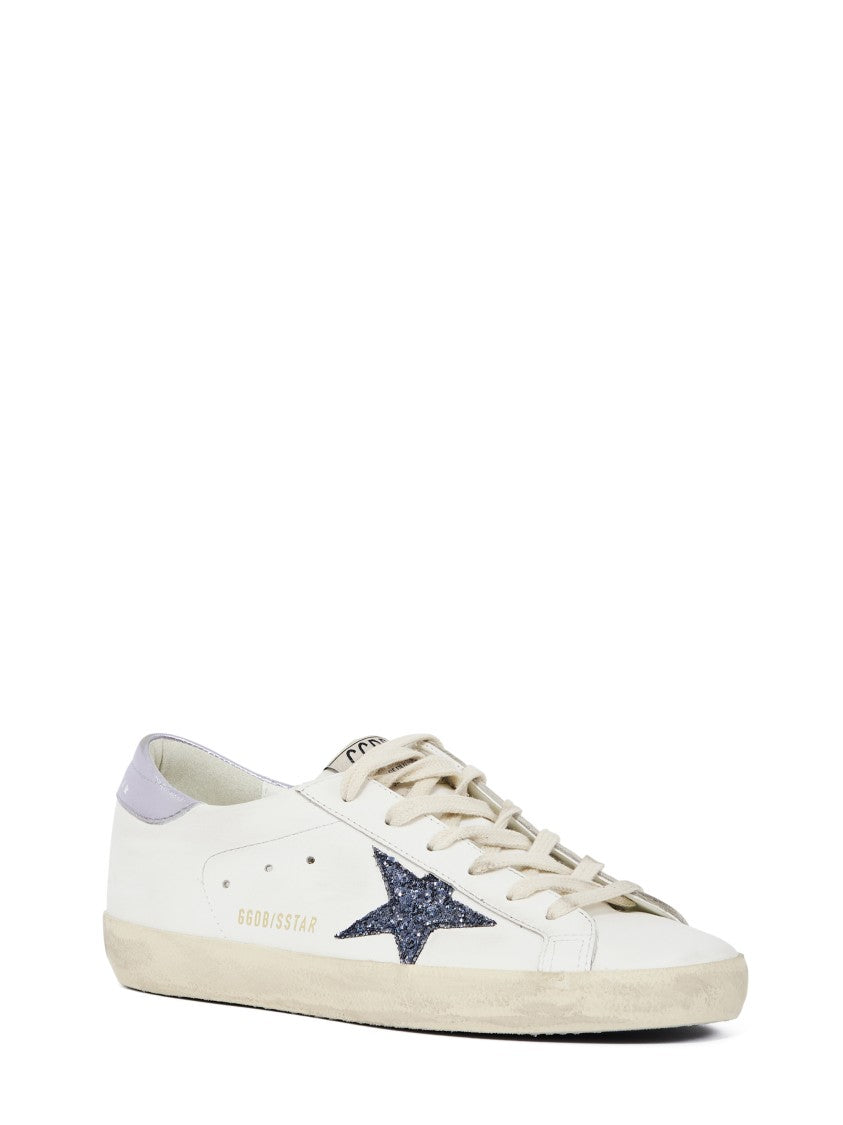 Golden Goose White Leather Sneakers With Glitter Star