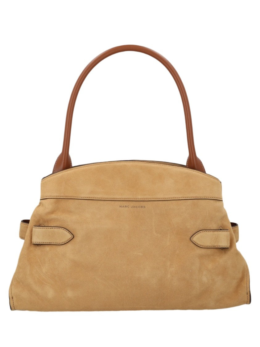 Marc Jacobs Suede Handbag With Structured Silhouette And Gold-Tone Accents