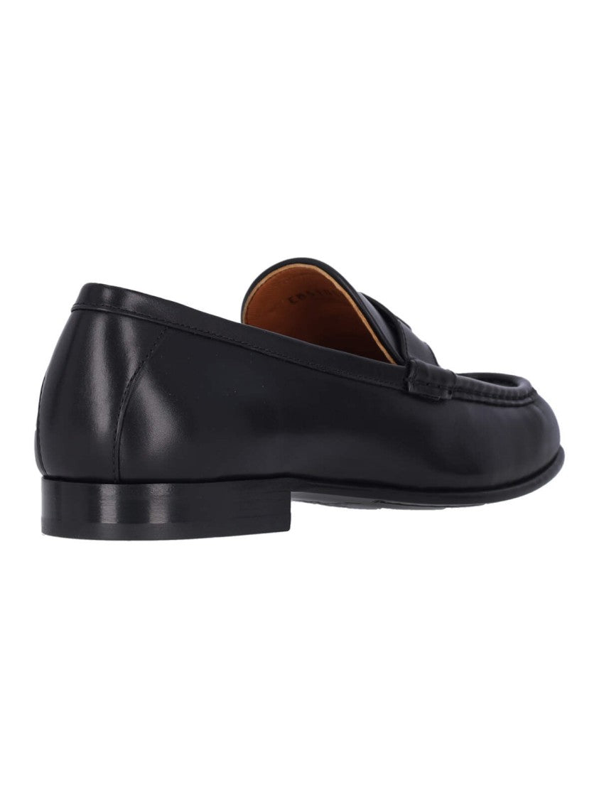 Valentino Garavani Vlogo' Black Hammered Leather Moccasins – Black