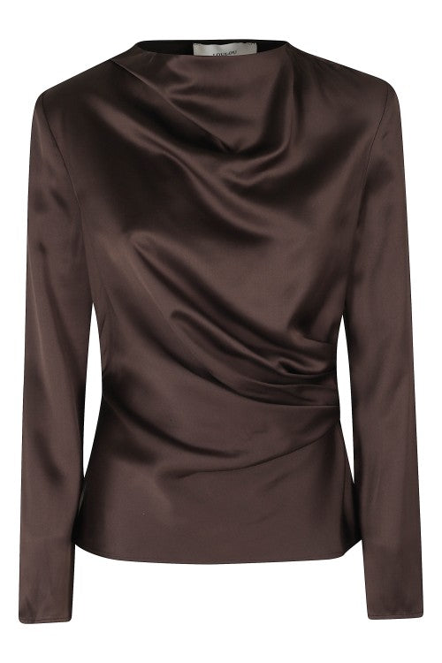Loulou De Saison Brown Draped Long-Sleeve Top