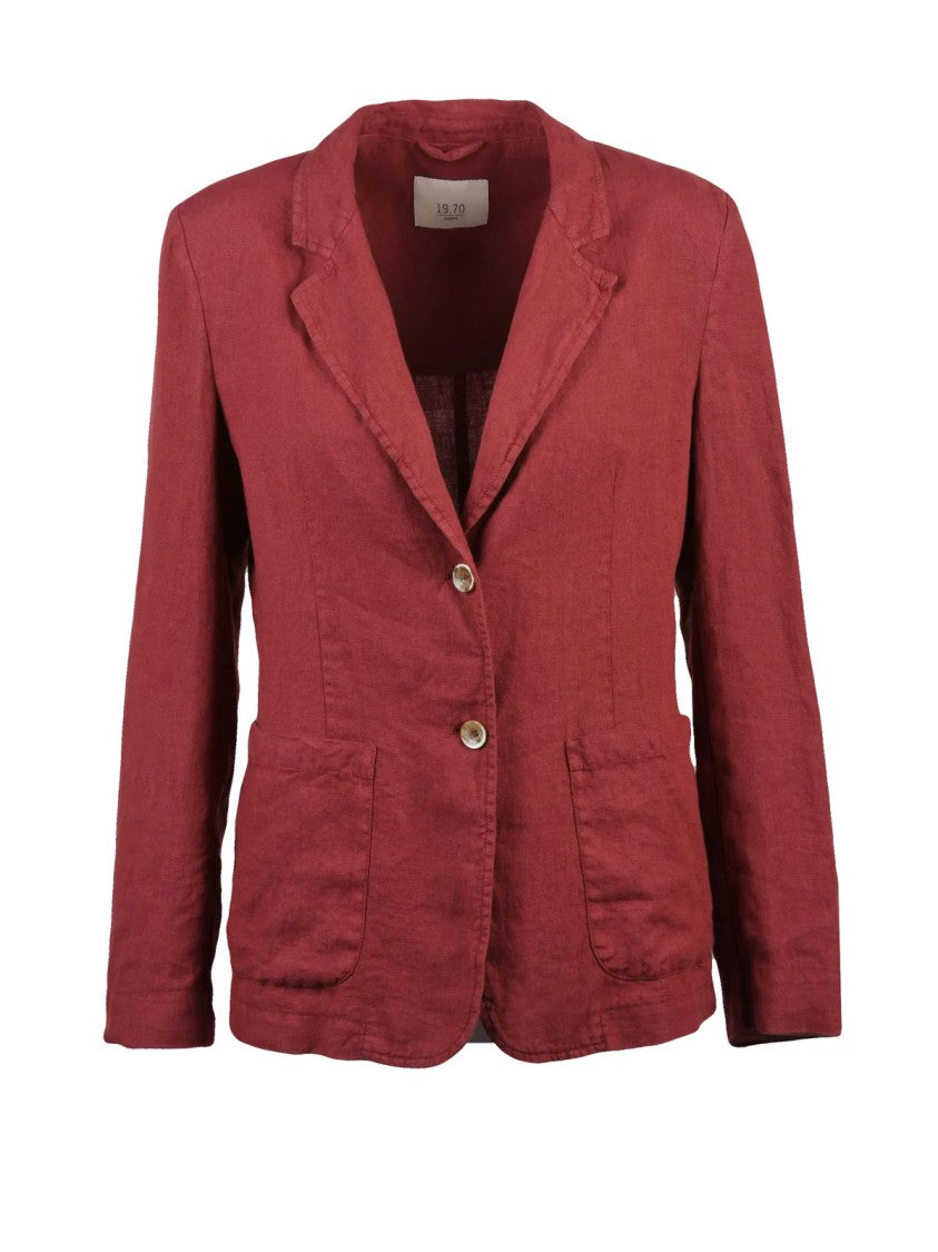19.70 Nineteen Seventy Red Linen Blazer
