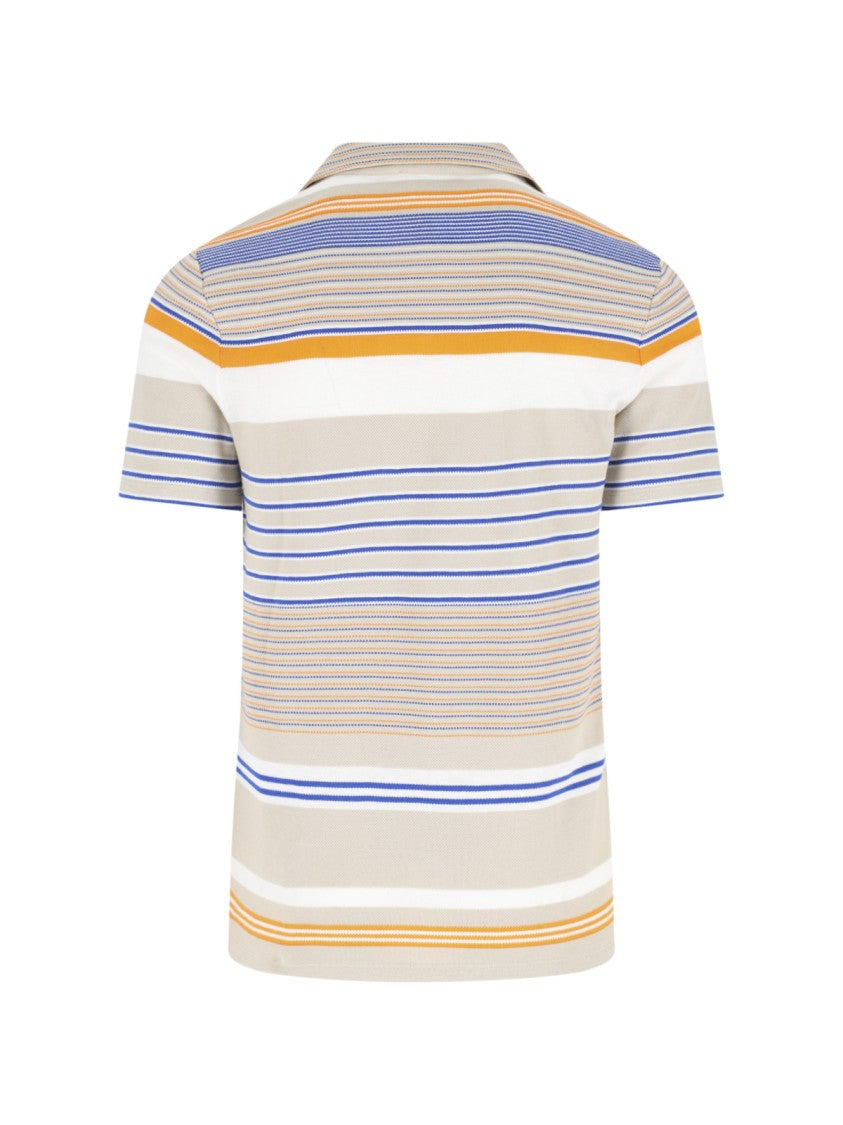 Lacoste Beige Piqué Cotton Multicolor Stripe Polo