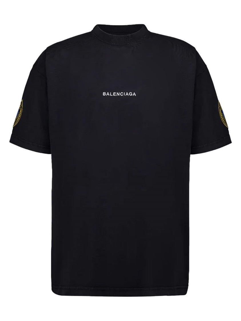 Balenciaga Boxy Logo Patch Cotton T-Shirt