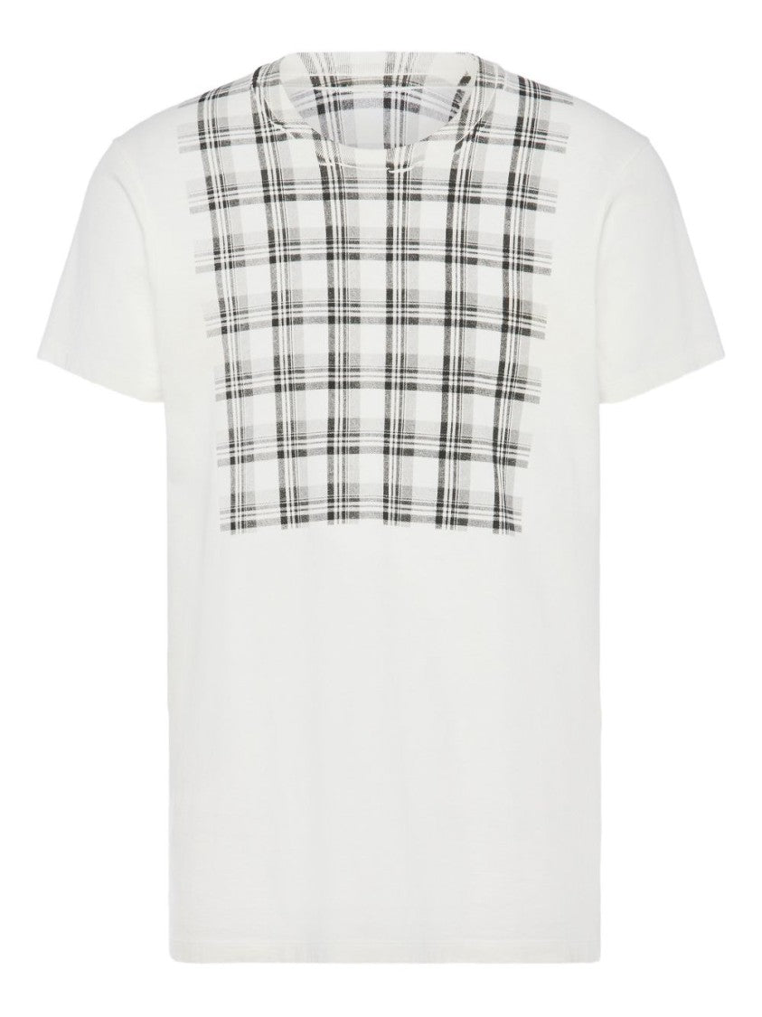 Maison Margiela Off-White Check Pattern Crew Neck T-Shirt