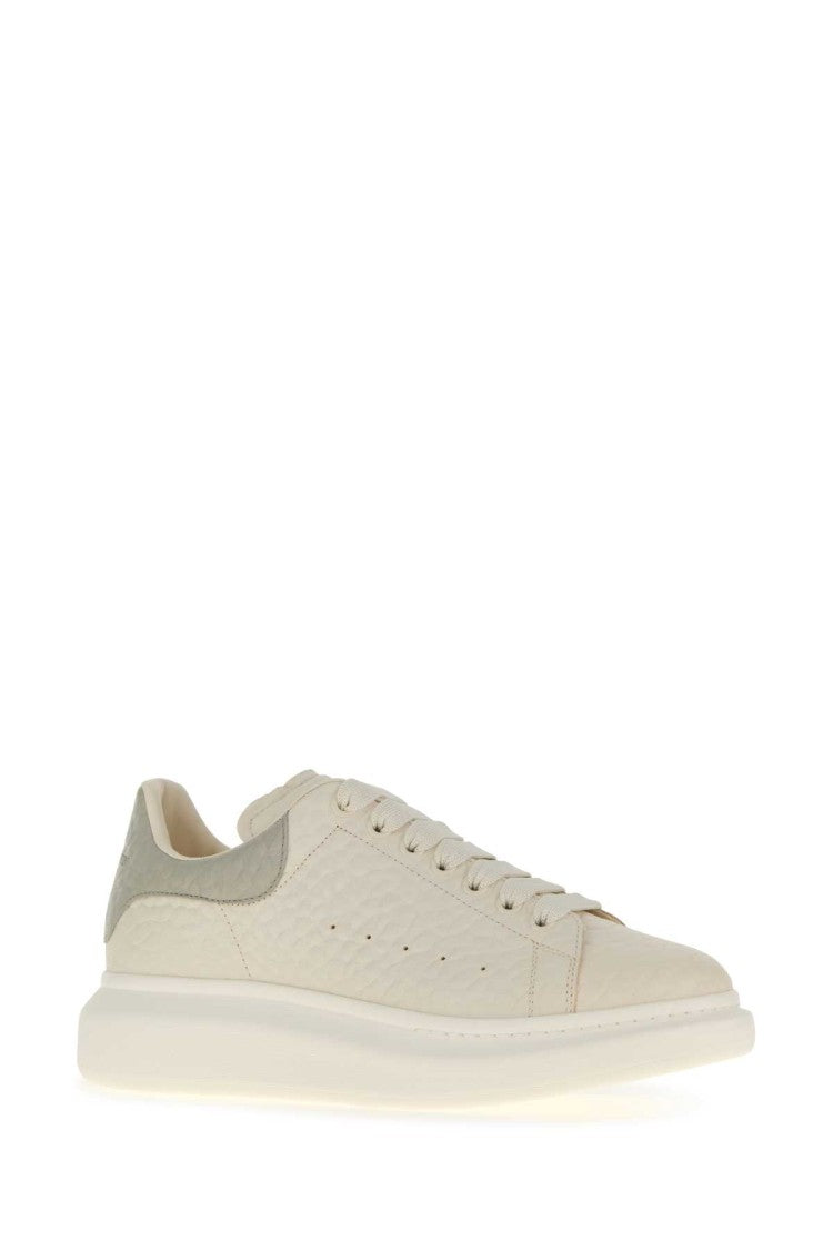 Alexander Mcqueen Ivory Leather Sneakers With Grey Leather Heel