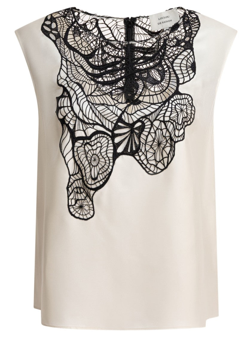 Loulou De Saison Sleeveless White Silk Top