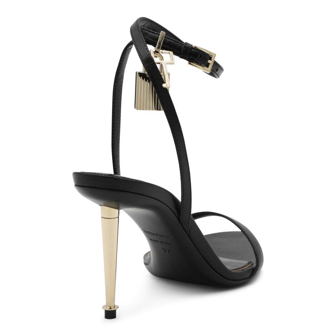 Tom Ford Black Sandals With Metallic Gold Stiletto Heel