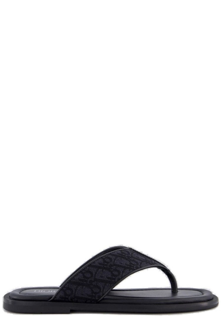 Christian Dior Minimalist Black Fabric Mule With Calf Leather Detail