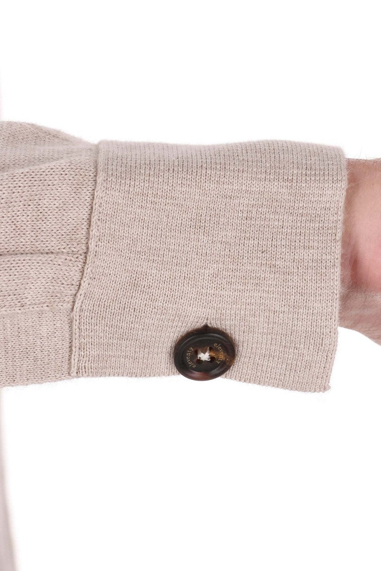 Eleventy Fine Cotton-Cashmere Long-Sleeve Polo With Horn Buttons