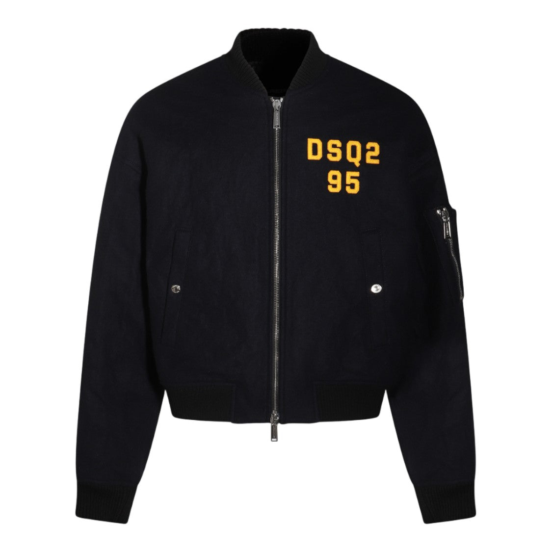 Dsquared2 Sleek Black Jacket With Front Zipper And Functional Pocket
