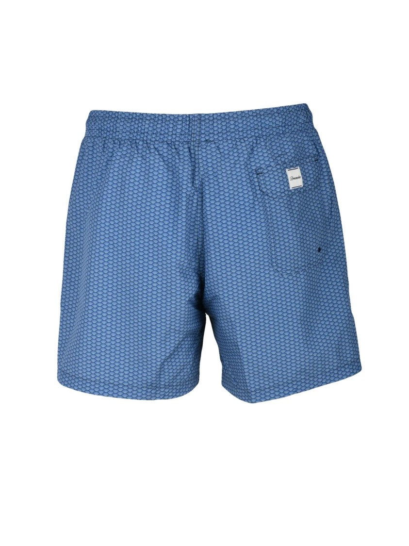 Drumohr Mid-Thigh Swim Shorts With Textured Pattern And Adjustable Fit